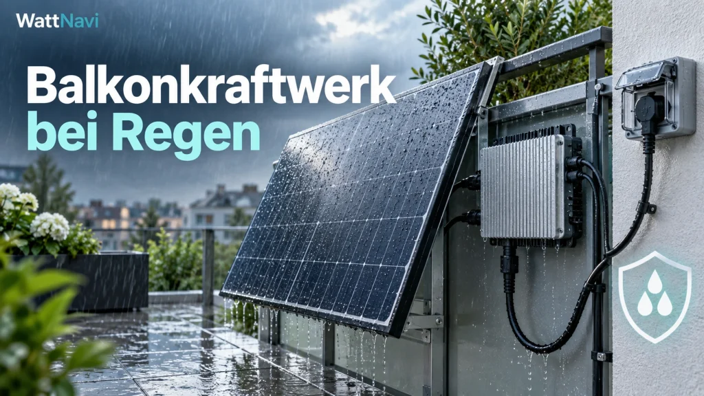 Balkonkraftwerk bei Regen