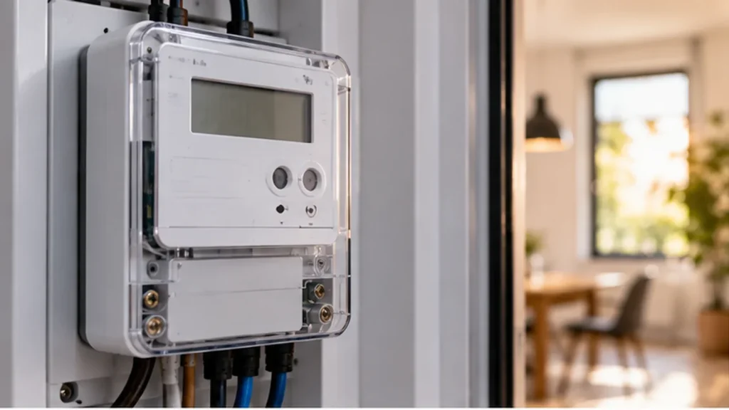 Digitaler Smart Meter beziehungsweise intelligentes Messsystem in einem modernen Wohngebäude