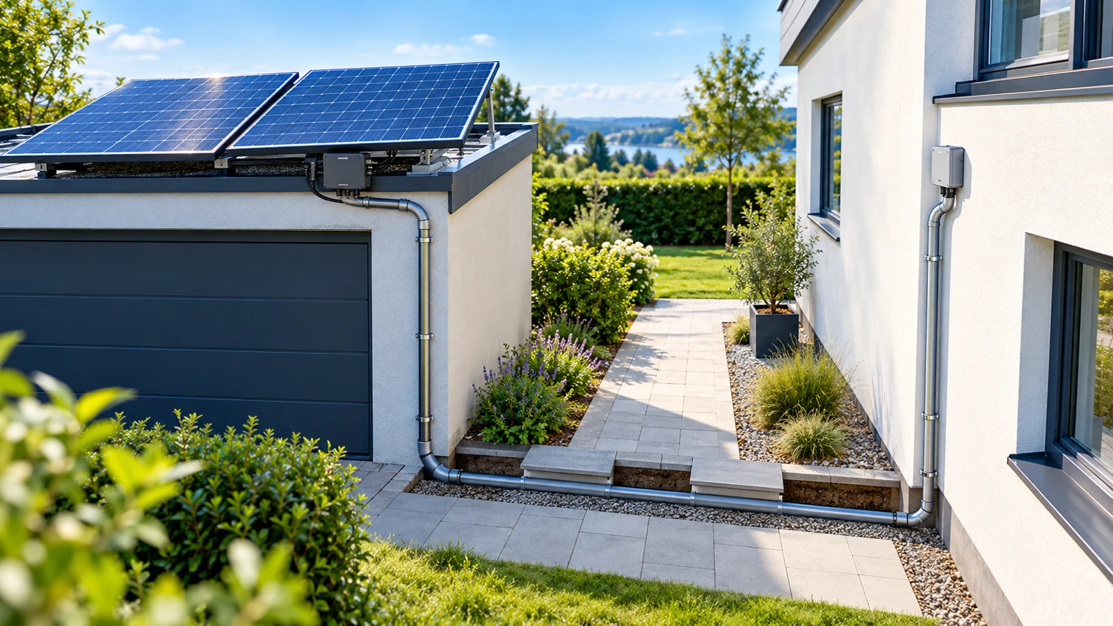 Kabelweg von Garage oder Carport zum Haus